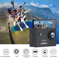 Jadfezy Camera Sport 1080P FHD,Etanche 30M Caméra d'action Grand Angle, avec Deux Piles Rechargeables 900 mAh Caméra Sport et ki