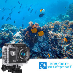Jadfezy Camera Sport 1080P FHD,Etanche 30M Caméra d'action Grand Angle, avec Deux Piles Rechargeables 900 mAh Caméra Sport et ki