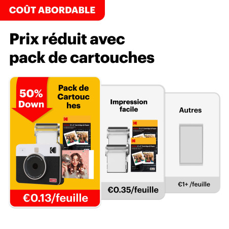 Kodak Mini Shot 3 Retro Cadeau Noel, Appareil Photo Instantané Vintage avec Imprimante Photo Portable, 76x76 mm, Technologie 4Pa