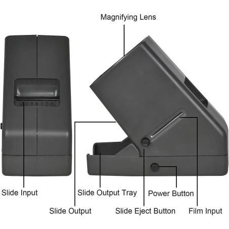 Visionneuse de diabète 35 mm, grossissement x 3 et Vision de Table éclairée par LED et Fonctionnement sur Piles – pour Diapositi