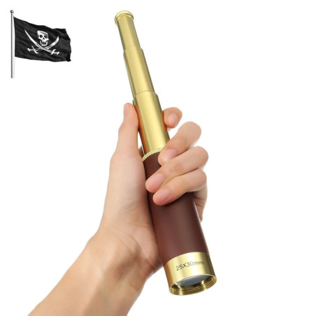NewDoar 25x30 Télescope Pirate Vintage Monoculaire Zoomable - Télescope Optique Réglable en Laiton Alliage d'Aluminium Étanche p