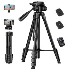 JOILCAN Trepied Appareil Photo, 171cm Trepied Smartphone en Alliage D'aluminium Extensible avec Télécommande & Support Support d