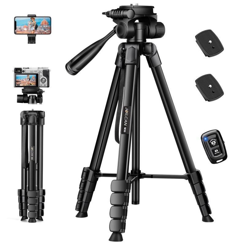 JOILCAN Trepied Appareil Photo, 171cm Trepied Smartphone en Alliage D'aluminium Extensible avec Télécommande & Support Support d