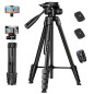 JOILCAN Trepied Appareil Photo, 171cm Trepied Smartphone en Alliage D'aluminium Extensible avec Télécommande & Support Support d
