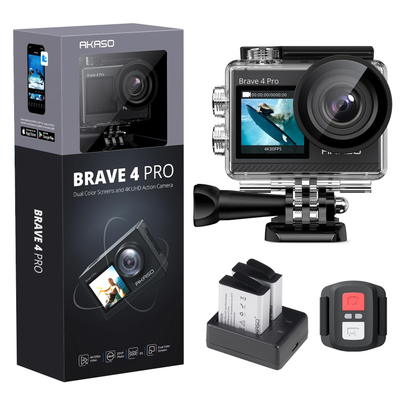 AKASO Caméra Sport 4K 20MP WiFi Action Caméra sous-Marine 40M Ultra HD Stabilisateur avec Écran Tactile Grand Angle Zoom 5X Télé
