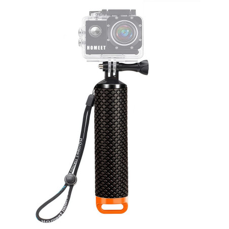 Homeet Poignée Flottant Etanche Action Caméra Grip Pôle Handle Anti-Glissant Selfie Stick à Plonger pour Sport Caméra, Orange