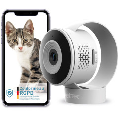PetTec® Cam Lite - Caméra pour Animaux de Compagnie avec App [sans ABONNEMENT] - Caméra pour Chats et Chiens à la Maison avec Dé