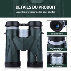 NOCOEX 10x42 Puissantes Jumelles Compactes Prisme de Toit avec Sac de Transport et Sangle, Convient pour Enfant,De Theatre,Obser