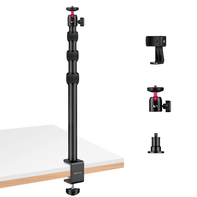 Victiv Support de Table pour Appareil Photo, 37cm-105cm Support Lumière de Bureau, Trépied Table à Clipser avec vis 1/4", Suppor Victiv Support de Table pour Appareil Photo, 37cm-105cm Support Lumière de Bureau, Trépied Table à Clipser avec vis 1/4", Suppor