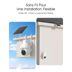 ANRAN 5MP PTZ Caméra Surveillance WiFi Exterieure sans Fil Solaire, Vision Nocturne Couleur 30m avec 4 Lumières Blanches, HD 256