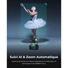 OBSBOT Tiny 2 - PTZ 4K Webcam avec Suivi AI, Commande Vocale, Commande Gestuelle, Microphones Réducteurs de Bruit, Autofocus, US
