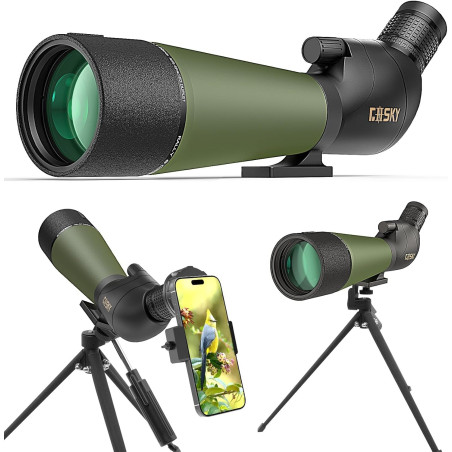 Gosky 20-60x80 Longue Vue étanche avec trépied, Sac de Transport et Adaptateur pour Smartphone - Télescope incliné BAK4 - pour l