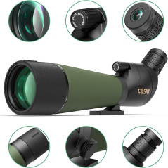 Gosky 20-60x80 Longue Vue étanche avec trépied, Sac de Transport et Adaptateur pour Smartphone - Télescope incliné BAK4 - pour l