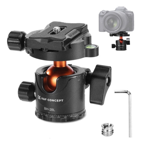 K&F Concept Rotule Ball Tête vis 3/8" en Aluminium Ball Head Adaptateur 360° Rotatif avec Plaque Rapide de Vis 1/4" pour Trépied