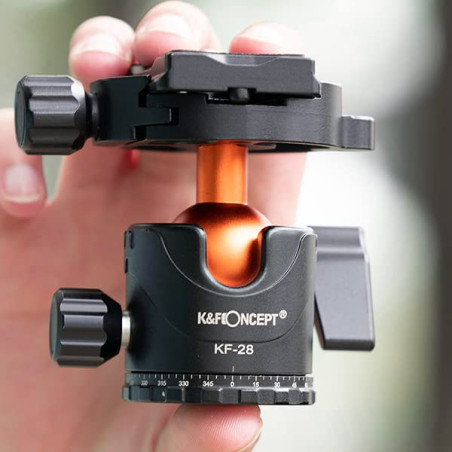 K&F Concept Rotule Ball Tête vis 3/8" en Aluminium Ball Head Adaptateur 360° Rotatif avec Plaque Rapide de Vis 1/4" pour Trépied