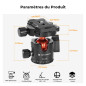 K&F Concept Rotule Ball Tête vis 3/8" en Aluminium Ball Head Adaptateur 360° Rotatif avec Plaque Rapide de Vis 1/4" pour Trépied