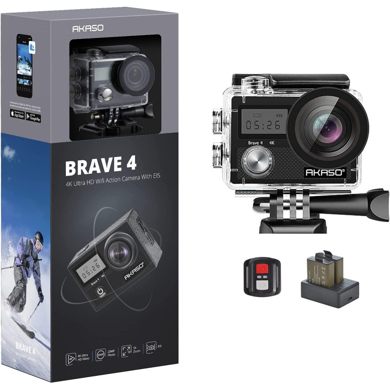 AKASO Caméra Sport Etanche 4K WiFi 20MP Action Cam Sportive Stabilisateur Ultra HD Écran LCD Grand Angle 170 Degrés EIS 30M sous AKASO Caméra Sport Etanche 4K WiFi 20MP Action Cam Sportive Stabilisateur Ultra HD Écran LCD Grand Angle 170 Degrés EIS 30M sous
