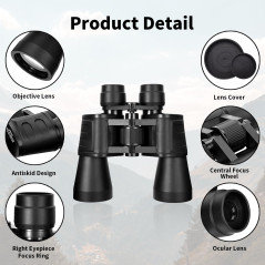10x50 Haute Jumelles Adultes Puissante, Portables Jumelles Nocturne, Jumelles Compactes pour Adultes, l'observation des Oiseaux