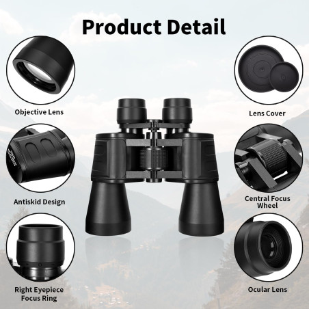 10x50 Haute Jumelles Adultes Puissante, Portables Jumelles Nocturne, Jumelles Compactes pour Adultes, l'observation des Oiseaux