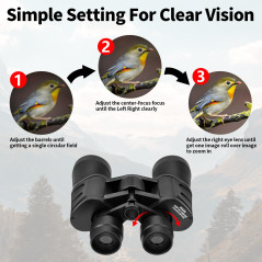 10x50 Haute Jumelles Adultes Puissante, Portables Jumelles Nocturne, Jumelles Compactes pour Adultes, l'observation des Oiseaux 