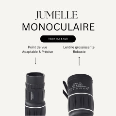 PARENCE - Jumelle Monoculaire 16 X 52 avec Fonction Nuit - Housse de Transport & Outil de Nettoyage - Lentille blindée - Idéal C