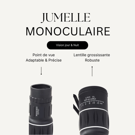 PARENCE - Jumelle Monoculaire 16 X 52 avec Fonction Nuit - Housse de Transport & Outil de Nettoyage - Lentille blindée - Idéal C