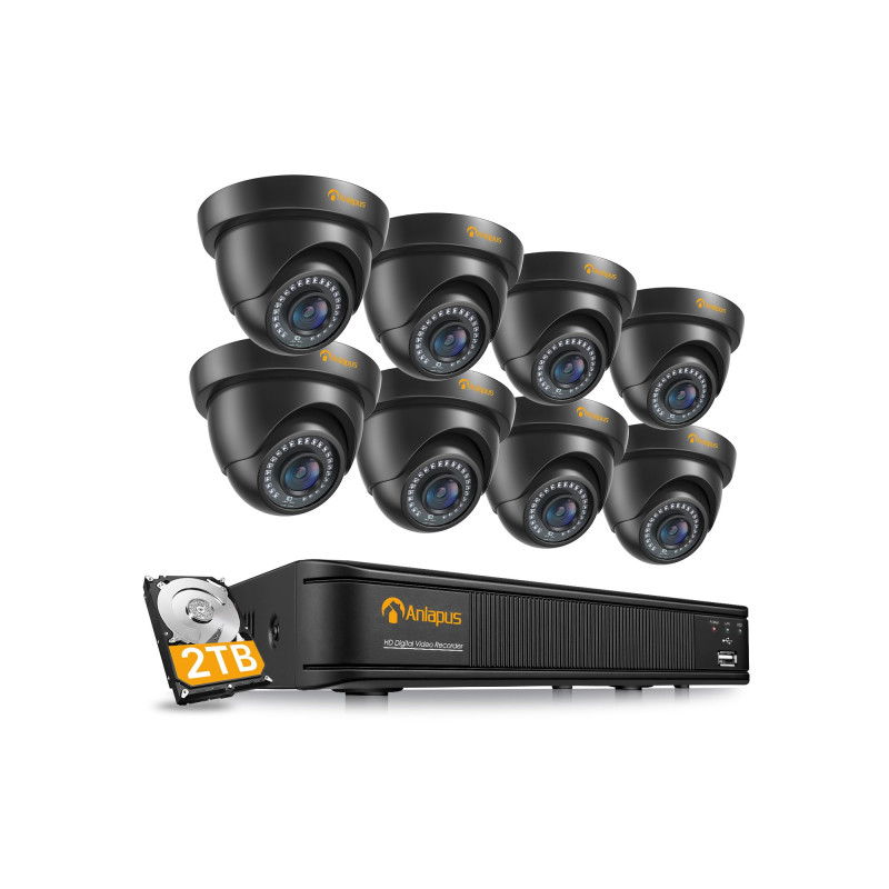 Anlapus 1080P 8CH 2TB H.265+ DVR Enregistreur 8PCS Caméra de Surveillance Extérieure IP66 2,0MP 20 M Vision Nocturne, Détection Anlapus 1080P 8CH 2TB H.265+ DVR Enregistreur 8PCS Caméra de Surveillance Extérieure IP66 2,0MP 20 M Vision Nocturne, Détection