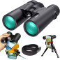 Gosky 10x42 Jumelles Adultes Puissantes HD - pour Observation des Oiseaux, Étoiles, Voyages, Chasse et Sport - avec Adaptateur p
