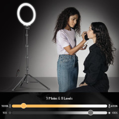 Ring Light avec Trépied, MICCYE 10" Ring Light Selfie Anneau Lumineux LED Lumière Anneau avec 3 Modes D'éclairage 26 Couleurs RG