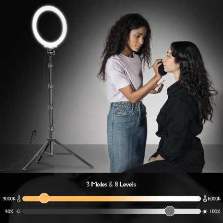 Ring Light avec Trépied, MICCYE 10" Ring Light Selfie Anneau Lumineux LED Lumière Anneau avec 3 Modes D'éclairage 26 Couleurs RG