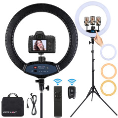 Ring Light avec Trépied, 19 Pouces Extérieur 2900-6000K LED Anneau Lumineux Réglable, Lampe Annulaire pour Telephone Youtube Tik