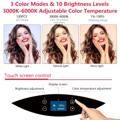 Ring Light avec Trépied, 19 Pouces Extérieur 2900-6000K LED Anneau Lumineux Réglable, Lampe Annulaire pour Telephone Youtube Tik