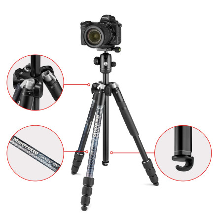 Manfrotto Element MII Trépied pour Appareil Photo en Aluminium avec Rotule et Sac de Transport, Support pour Smartphone et Télép