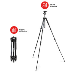 Manfrotto Element MII Trépied pour Appareil Photo en Aluminium avec Rotule et Sac de Transport, Support pour Smartphone et Télép