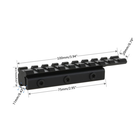 Montage pour Lunettes de visée Adaptateur de Montage Tactical aronde Portée Extend Mont 11mm à 20mm Picatinny Rail Adaptateur