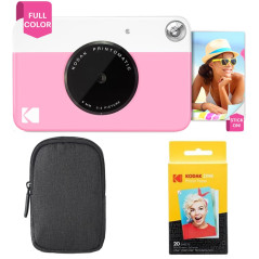 KODAK Appareil Photo Instantané Printomatic (Rose) Coffret Basique + Papier Zink (20 Feuilles) + boîtier Deluxe + Courroie Confo