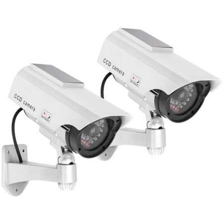 com-four® 2X Caméra factice pour l'extérieur - caméra factice avec Support Mural - Camera Exterieur - Camera factice (02 pièces)