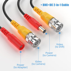 Cocar 65 Pieds 20M Câble d'extension Vidéo BNC Tout-en-Un avec Connecteur DC Power pour Appareil Photo Sécurité Système de Télév
