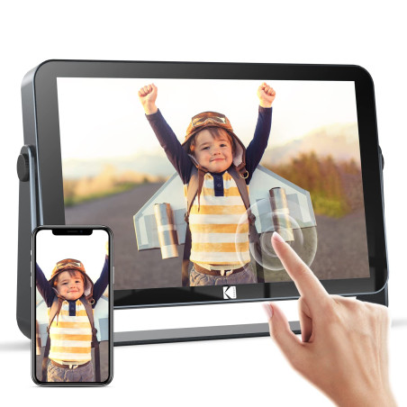 KODAK Cadre Photo Numérique WiFi, 10.1 Pouces IPS Écran Tactile, 4000mAh Batterie, 32Go Stockage, Photos ou vidéos n'importe où