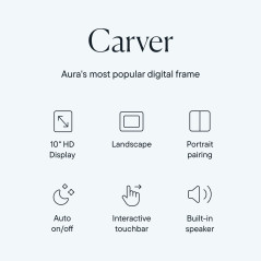Aura Cadre Photo numérique Carver Wi-FI 10,1 Pouces | Le Meilleur Cadre numérique à Offrir | Envoyez Vos Photos Depuis Votre tél