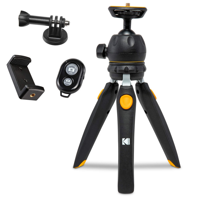 Kodak PhotoGear Mini trépied réglable avec rotule 360°, trépied de Table Compact 9" se convertit en Perche à Selfie 11", Pieds e Kodak PhotoGear Mini trépied réglable avec rotule 360°, trépied de Table Compact 9" se convertit en Perche à Selfie 11", Pieds e