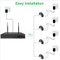Aottom 8CH 1080P Système de Vidéosurveillance, Kit de WiFi Vidéosurveillance, Système de Caméra Sécurité sans Fil, 8CH NVR+ 4 x Aottom 8CH 1080P Système de Vidéosurveillance, Kit de WiFi Vidéosurveillance, Système de Caméra Sécurité sans Fil, 8CH NVR+ 4 x