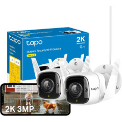Tapo C310P2 Caméra de Surveillance WiFi Extérieur 3MP IP66 avec Vision Nocturne, Détection de Mouvement et Alarme Instantanée, A