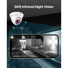 ZOSI 1080p 2MP Caméra Surveillance Extérieure pour Kit Vidéosurveillance Vision Nocturne 24 m, 24Leds IR, Objectif 3.6mm, Caméra