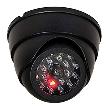 O&W Security Caméra factice, fausse caméra avec objectif et LED clignotante, utilisation à l’intérieur et à l’extérieur