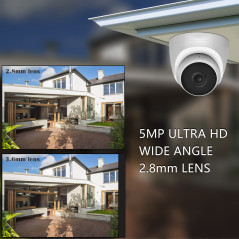 WiTi 5MP HD Caméra IP PoE Dôme en métal pour intérieur extérieur,Grand Angle Objectif 2,8mm Caméras vidéo de sécurité,Audio du M