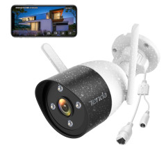 Tenda Caméra de Surveillance Extérieur, 1080P Camera Surveillance WiFi avec Audio Bidirectionnel, Vision Nocturne en Couleur, Dé