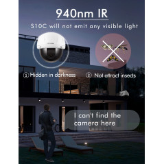 Topodome Caméra de sécurité extérieure avec LED Infrarouge Invisible, Caméra IP Pan Tilt 5MP sans Fil, Carte SD 32G à l'intérieu