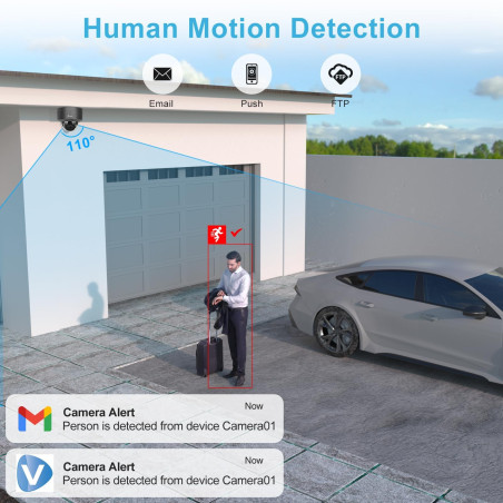 Anpviz 5MP HD POE IP Camera Outdoor, Caméra de sécurité Intérieure Extérieure Imperméable, Caméra de Vision Nocturne IR Soutien