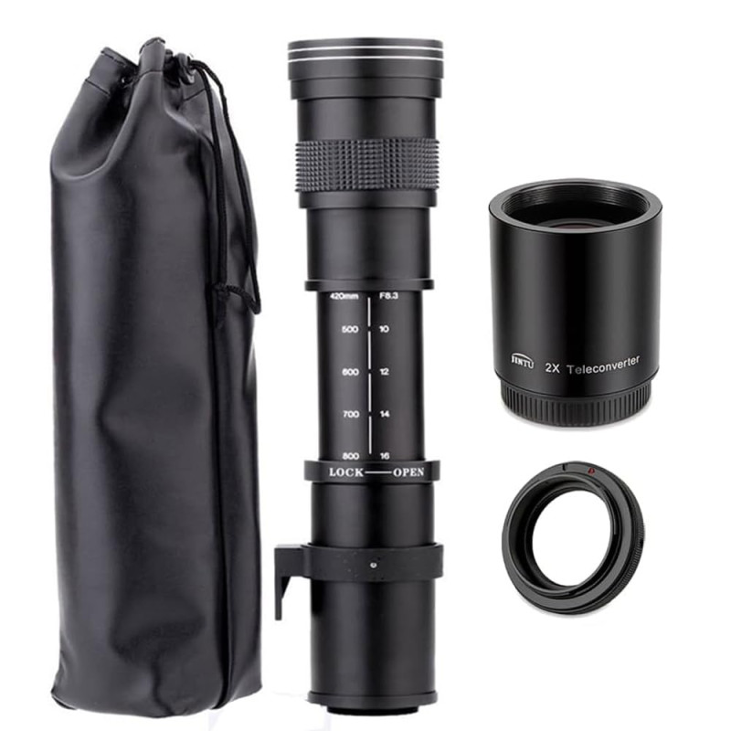 JINTU 420-1600 mm Téléobjectif à Zoom Compatible avec Les appareils Photo Reflex numériques 4000D 90D 80D 70D 60D 50D 650D 550D 